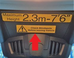 Decal - Check Blindspots before moving Vehicle- RNLI - VFS100-364